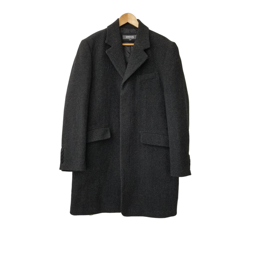Kenneth‎ Cole Reaction Mens Wool Blend Coat Charcoal Gray Large